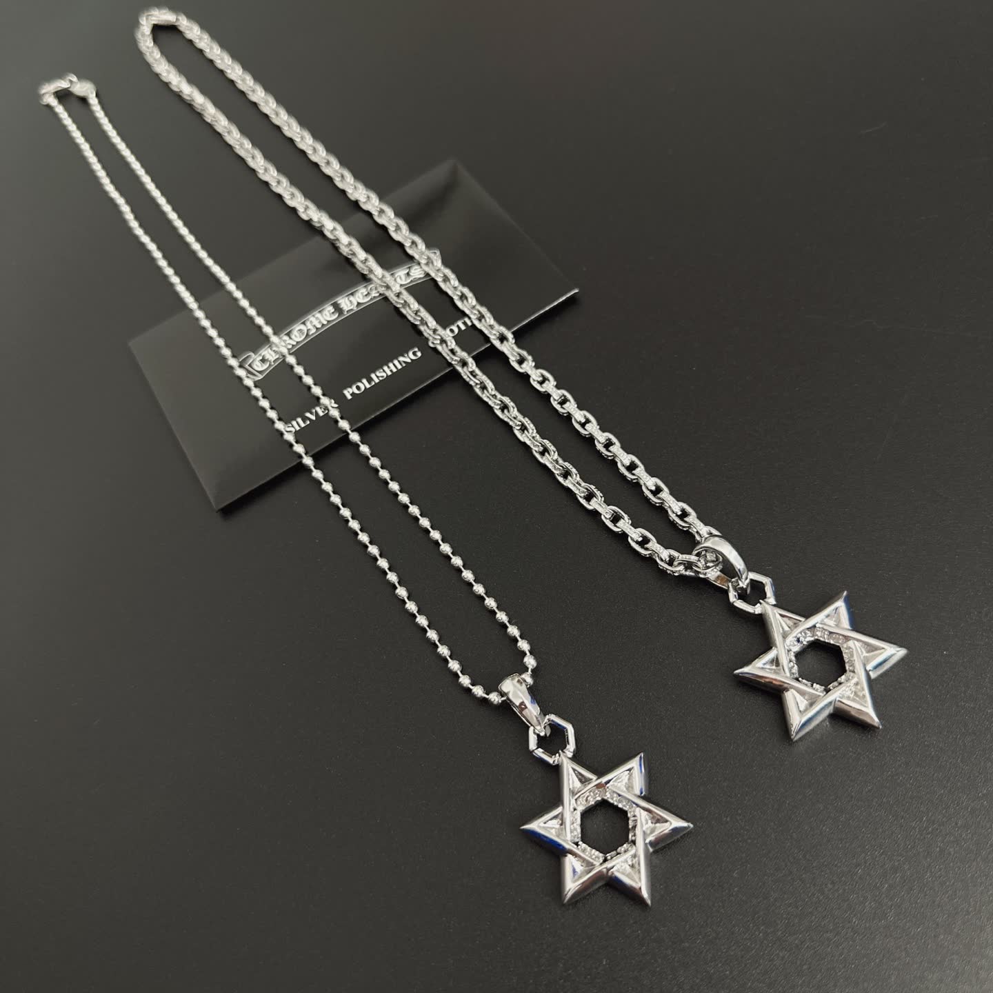Chrome Hearts Silver Star of David Pendant Necklace